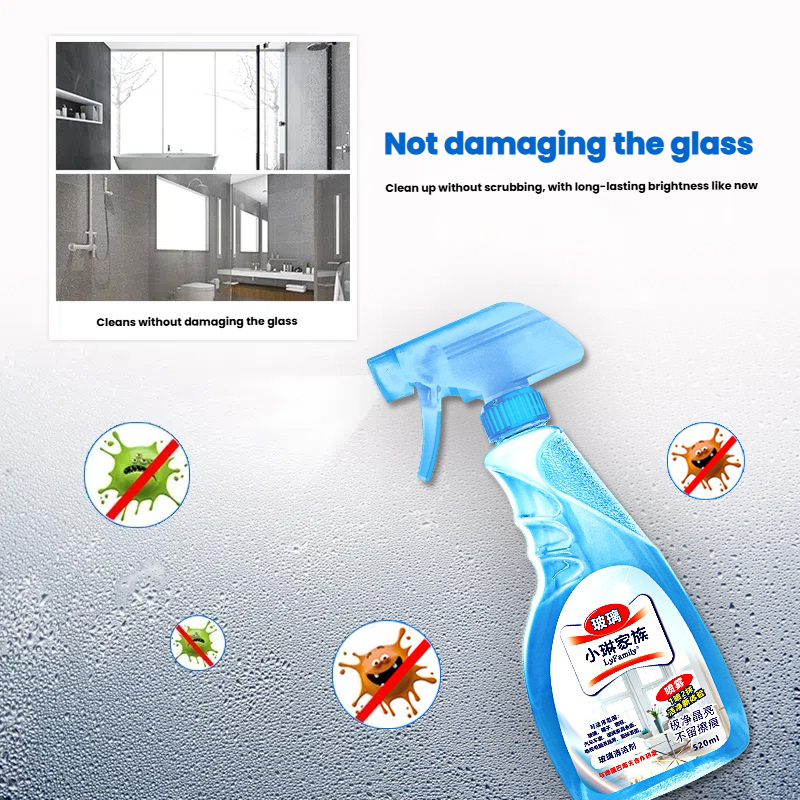 How does the LyFamily glass cleaner make your windows look brand new without leaving any water stains?